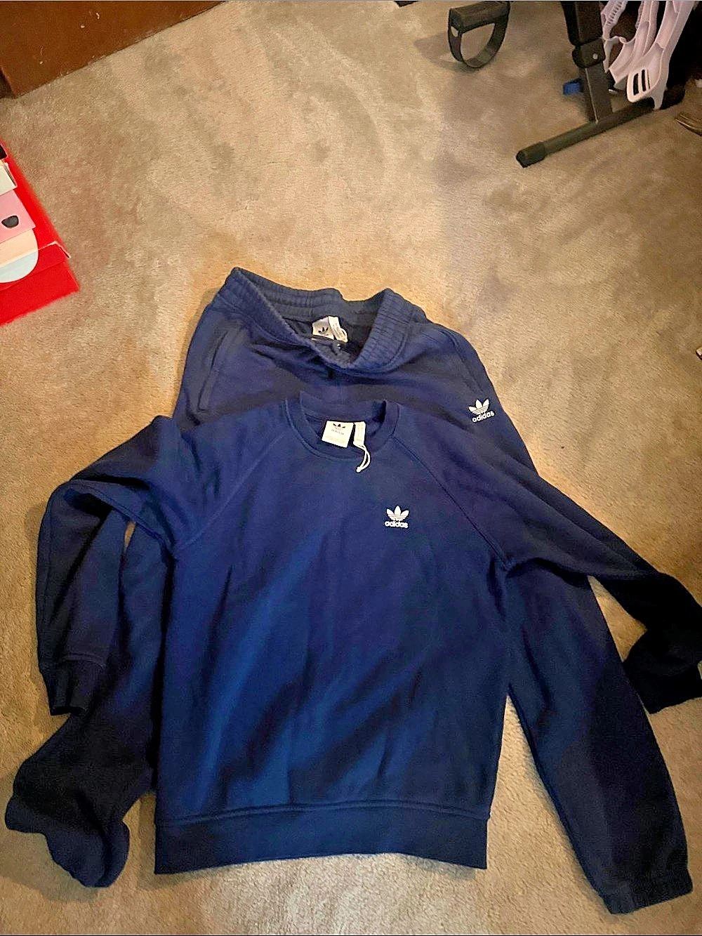 adidas Originals Trefoil Crewneck Sweatshirt and Joggers Set Blue Medium